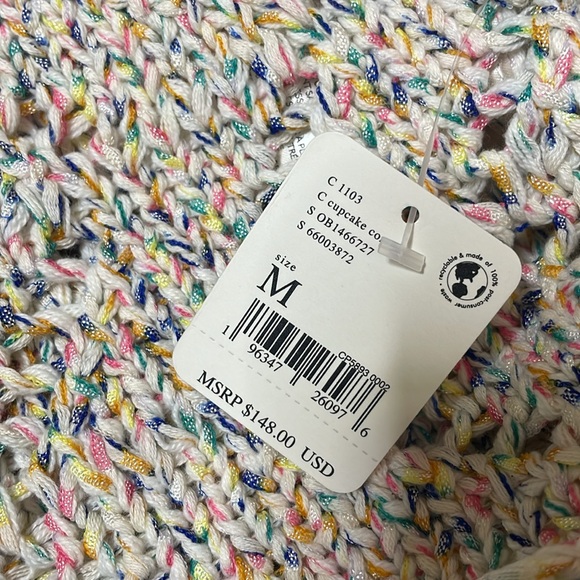 Free People Leilani Knit Pullover In Cupcake Combo NWT size Medium - Picture 9 of 11